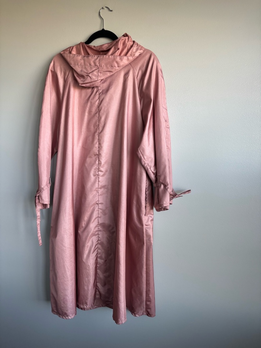 Beautiful Vintage Alorna Pink Hooded Belted Rain Trench Coat Women’s 11/12 - Picture 7 of 11